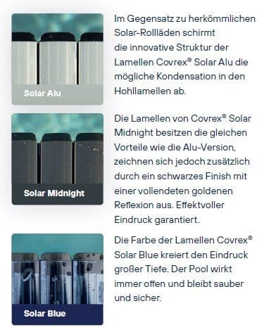 Pool Oberflurrollladen Covrex Top Gold mit Solar Lamellen - Poolstark.de